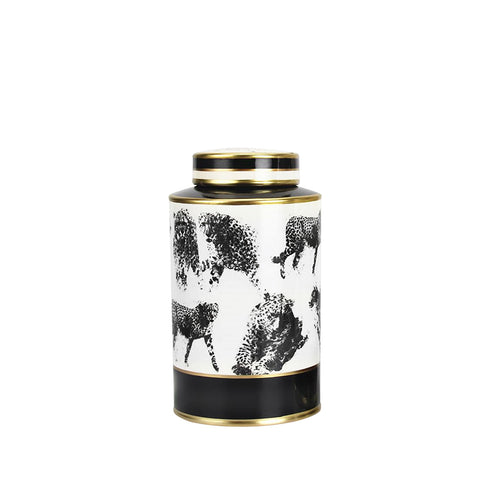 Leopard Jar Gold Trim