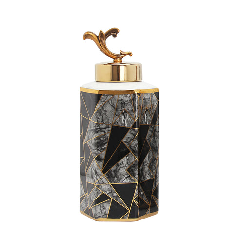 Marble Twig Jar Gold