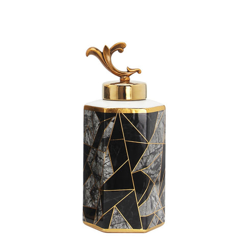 Marble Twig Jar Gold