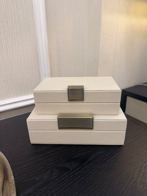 Cream Leather Dimple Box Set