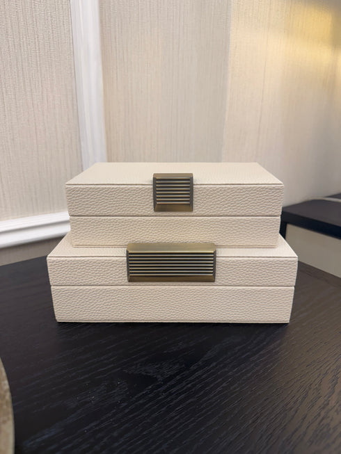 Cream Leather Dimple Box Set
