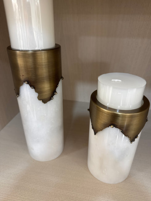 Laura Marble & Brass Vase Set