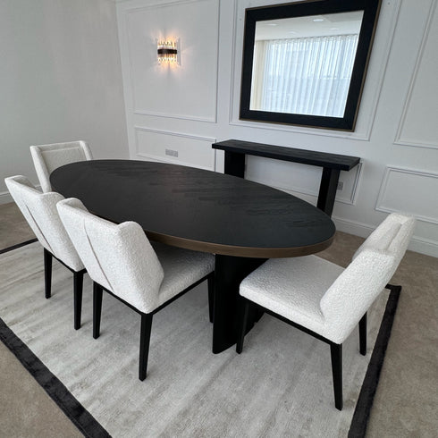 Denny Oval 6 Seater Dining Table - Oak Black