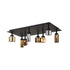 Issia Satin Black Rectangle 8 Light Flush With Mixed Glass Shades