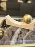 PRE-ORDER Curved Travertine With Brass Sphere
