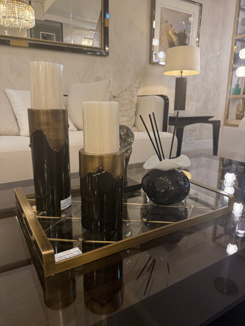 Sara Marble & Brass Vase Set