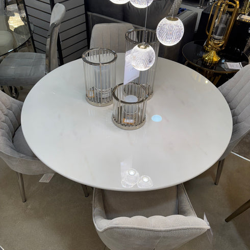 Zara 4 Seater Stainless Steel and White Marble Dining Table