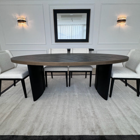 Denny Oval 6 Seater Dining Table - Oak Black
