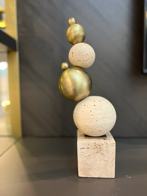Travertine Brass Bubble Decoration