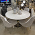 Zara 4 Seater Stainless Steel and White Marble Dining Table