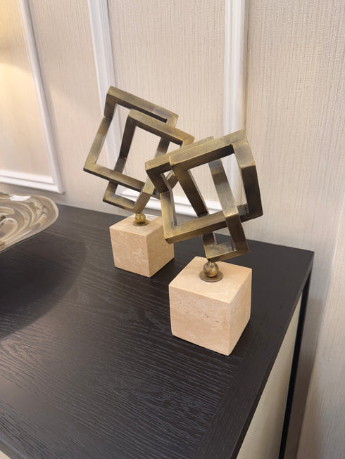 Marble Interlocking Square Set - Travertine