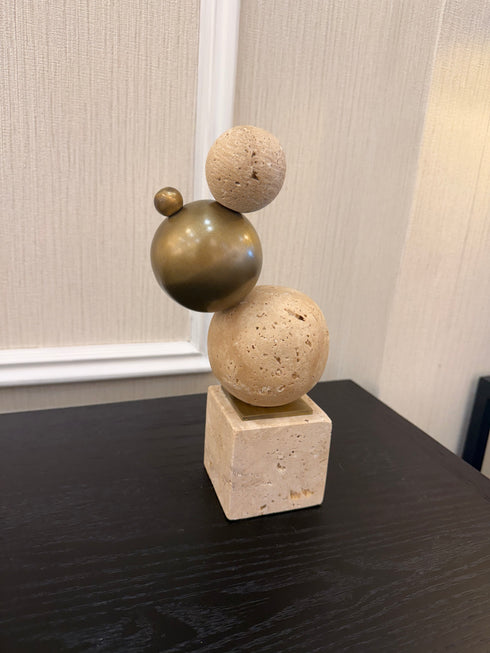 Travertine Brass Bubble Decoration
