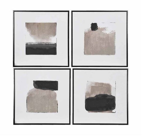 Set Of 4 Embellished Frame Canvas