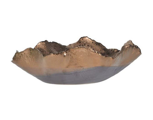 Large Wave Edge Copper Bowl