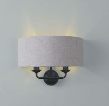 Laura Ashley Sorrento 2lt Matt Black Wall Light