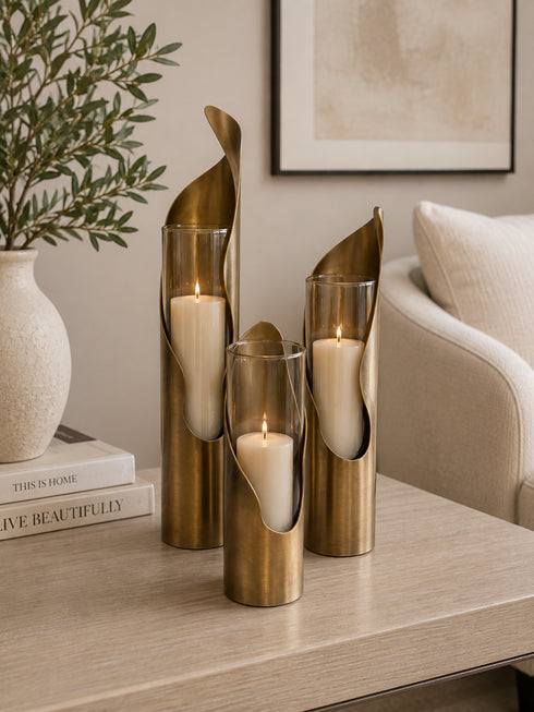 Alice Brass Candle Holder Set