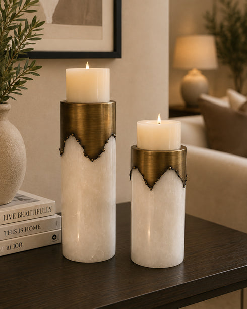 Laura Marble & Brass Vase Set