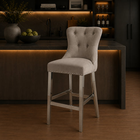 Chloe Bar Stool With Chrome Legs - Latte