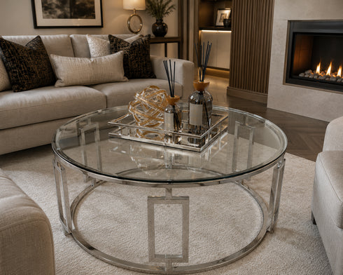Ovada Coffee Table - Stainless Steel & Clear Glass