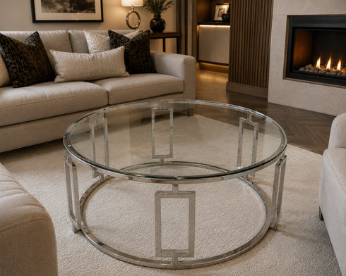 Ovada Coffee Table - Stainless Steel & Clear Glass