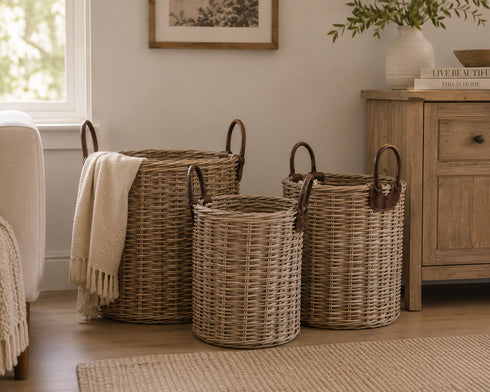 Set of 3 Large Wicker Baskets