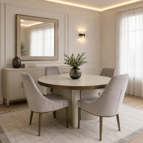 Floren Round 4-5 Seater Dining Table - Antique White