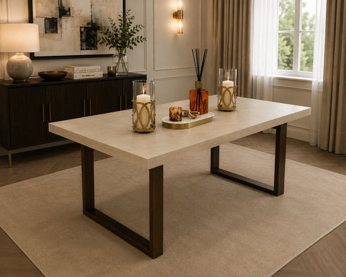 Felicity 6 Seater Dining Table - Grey White - Table Only