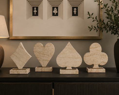 Travertine Suit Sculptures Set of 4