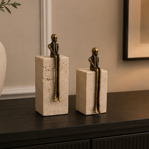 Travertine Thinking Couple