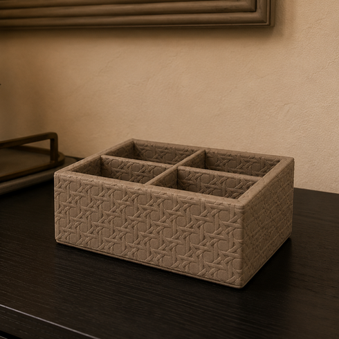 Stone Leather Weave Print Box
