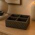 Black Leather Weave Print Storage Box