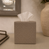Stone Leather Weave Print Tissue Box