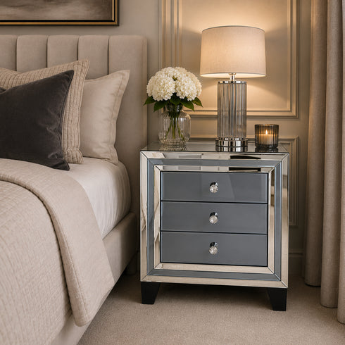 Atlantis 3 Drawer Bedside Grey