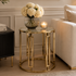 PRE ORDER Ovada Top Side Table - Gold & Clear Glass