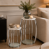 Scarlett Silver & White Marble Side Table