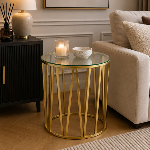 Mila Side Table Gold - Clear Glass