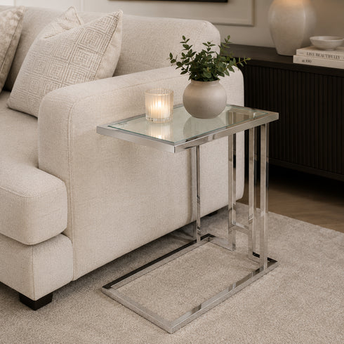Mila Sofa Table Silver - Clear Glass