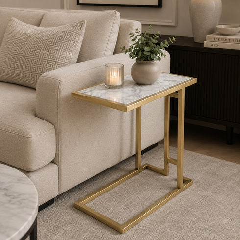 Mila Sofa Table Gold - White Marble