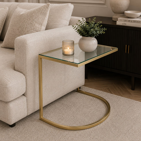Mavry Sofa Table Gold - Glass Top