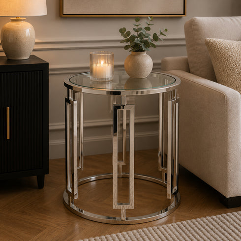 Ovada Clear Glass Side Table