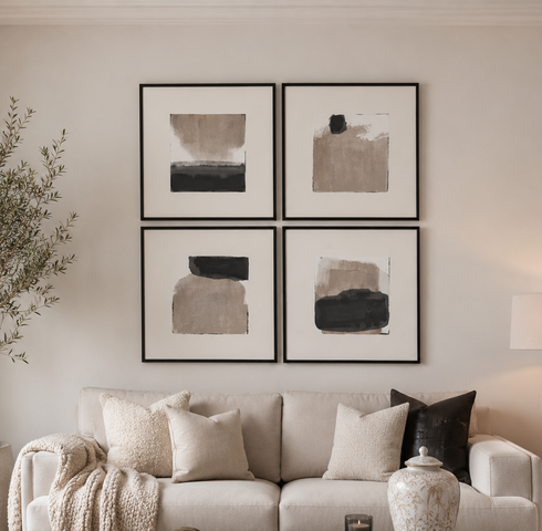 Set Of 4 Embellished Frame Canvas