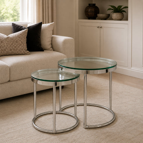 Hudson 2pc Nest End Table - Clear Glass