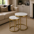 Hudson 2pc Nest End Table Gold - White Marble