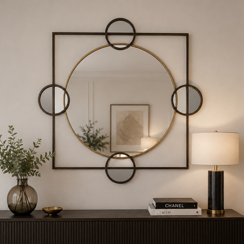 Black & Gold Geometric Mirror