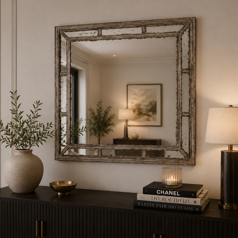 Antique Square Border Wall Mirror