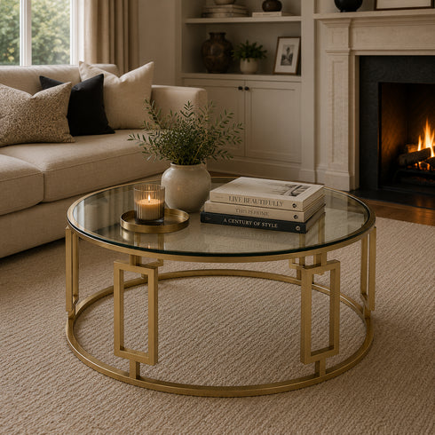 Ovada Coffee Table - Gold & Clear Glass