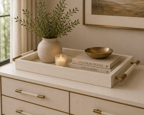 Roma White Shagreen Tray
