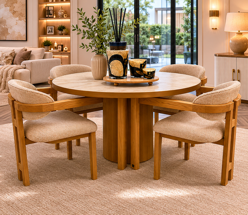 Cohen Round Dining Table & 4 Chairs Set
