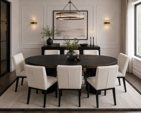Denny Oval 6 Seater Dining Table - Oak Black