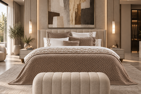Ariah Beige Bedspread 4 Piece Set